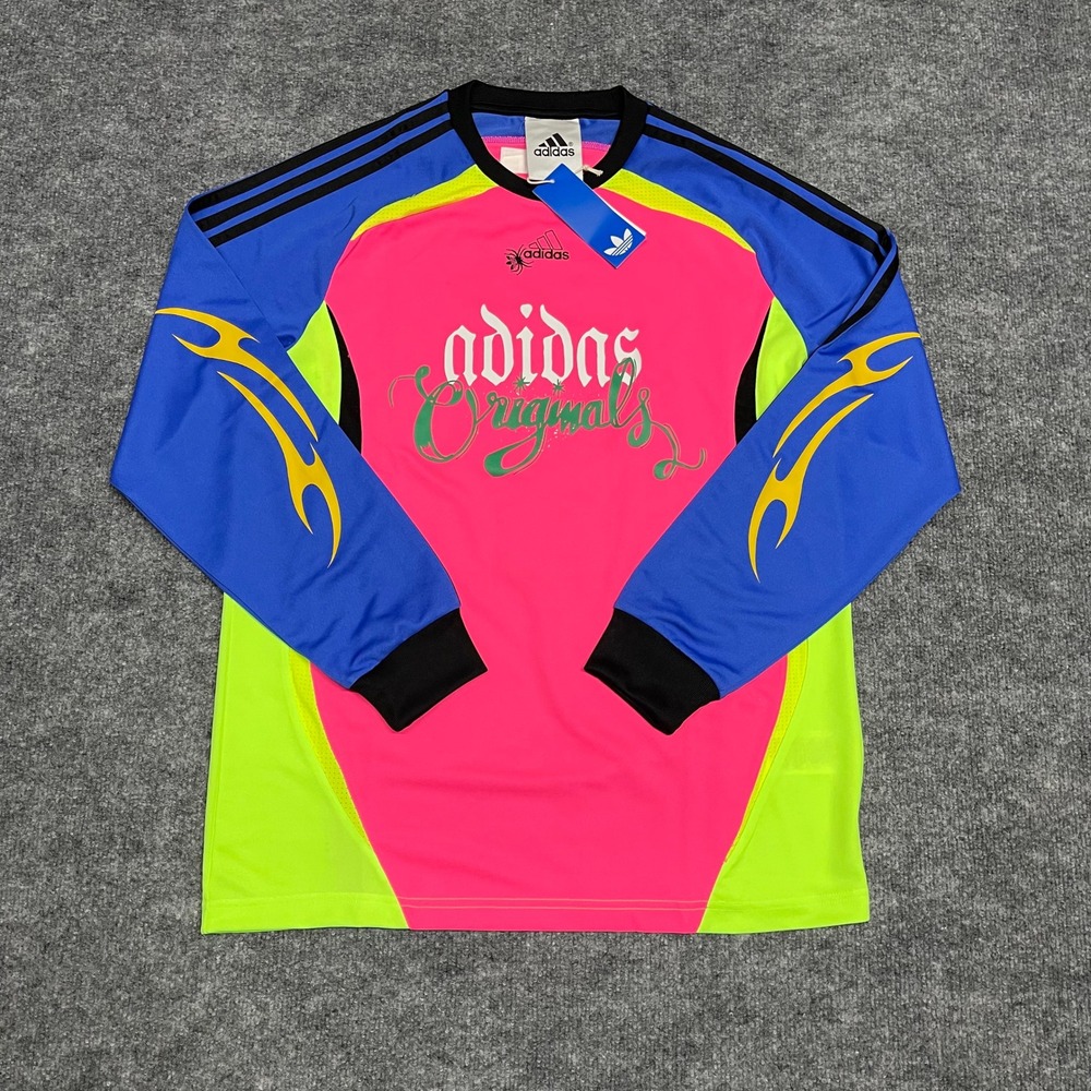 Adidas Originals Jersey Men Small Solar Yellow Pink Blue Spider Goalie Blokecore